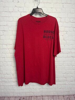 House of Blues XXL red tee unisex cotton t shirt with flag graphic on back